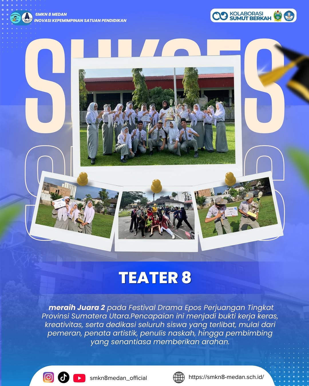 SMK Negeri 8 Medan kembali menunjukkan prestasinya di bidang seni dan kreativitas.Pada ajang Fes