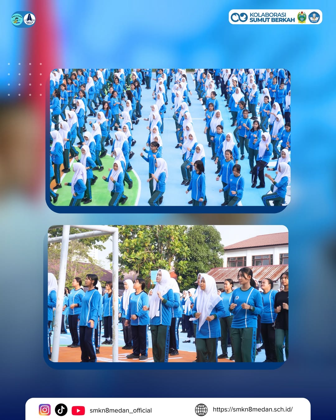 Pada Rabu, 28 Januari 2026, SMK Negeri 8 Medan melaksanakan kegiatan Rabu Sehat melalui senam pa (1)