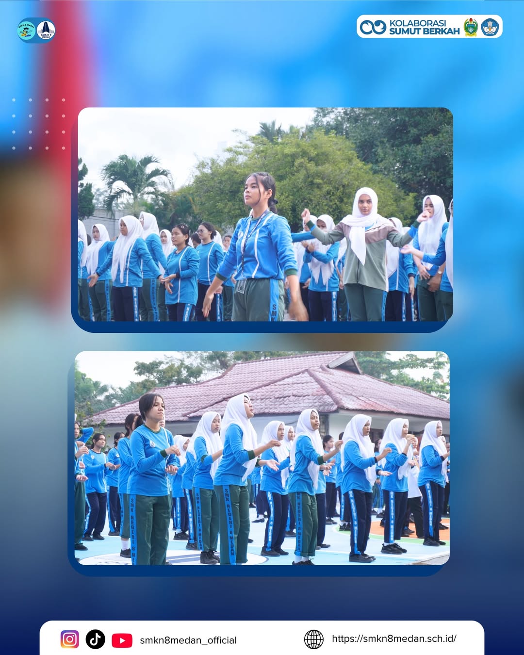 Pada Rabu, 28 Januari 2026, SMK Negeri 8 Medan melaksanakan kegiatan Rabu Sehat melalui senam pa (4)