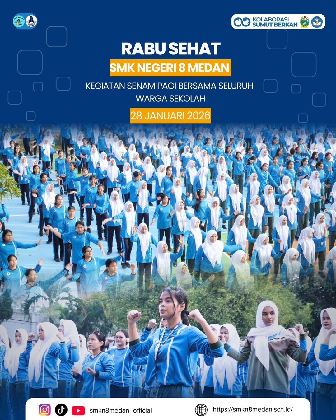 Rabu Sehat melalui senam pagi bersama – SMK Negeri 8 Medan