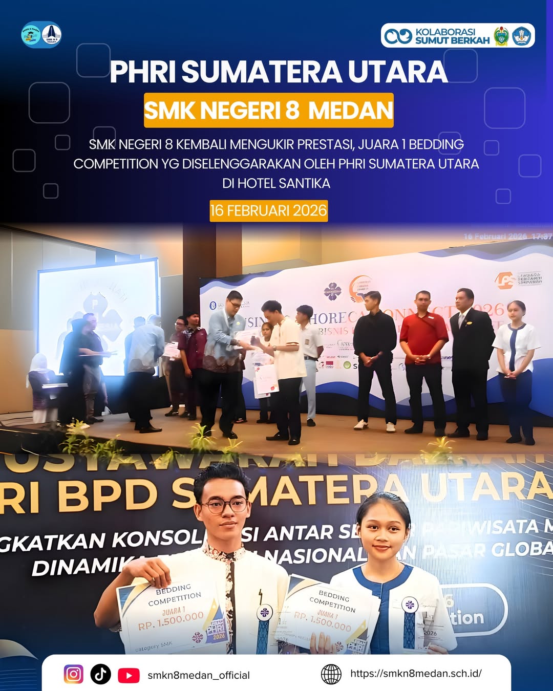Prestasi SMKN 8 Medan – Bedding Competition yang diselenggarakan oleh PHRI Sumatera Utara