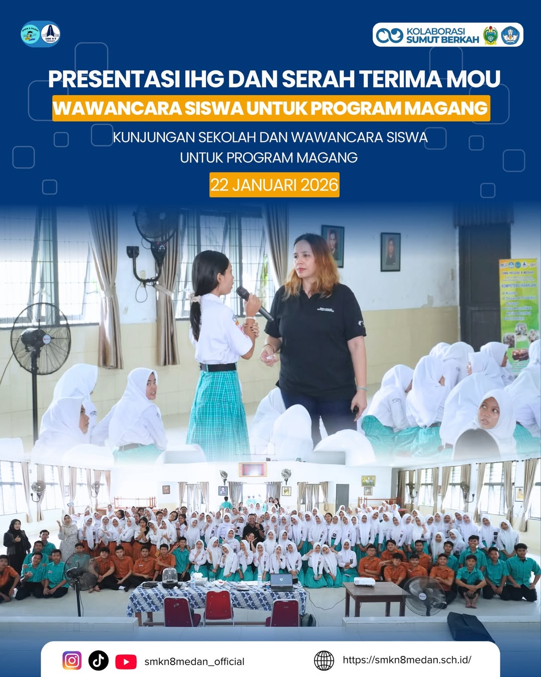 SMK Negeri 8 Medan menerima kunjungan Industri Hospitality Group (IHG) bersama Hotel Indigo Bintan