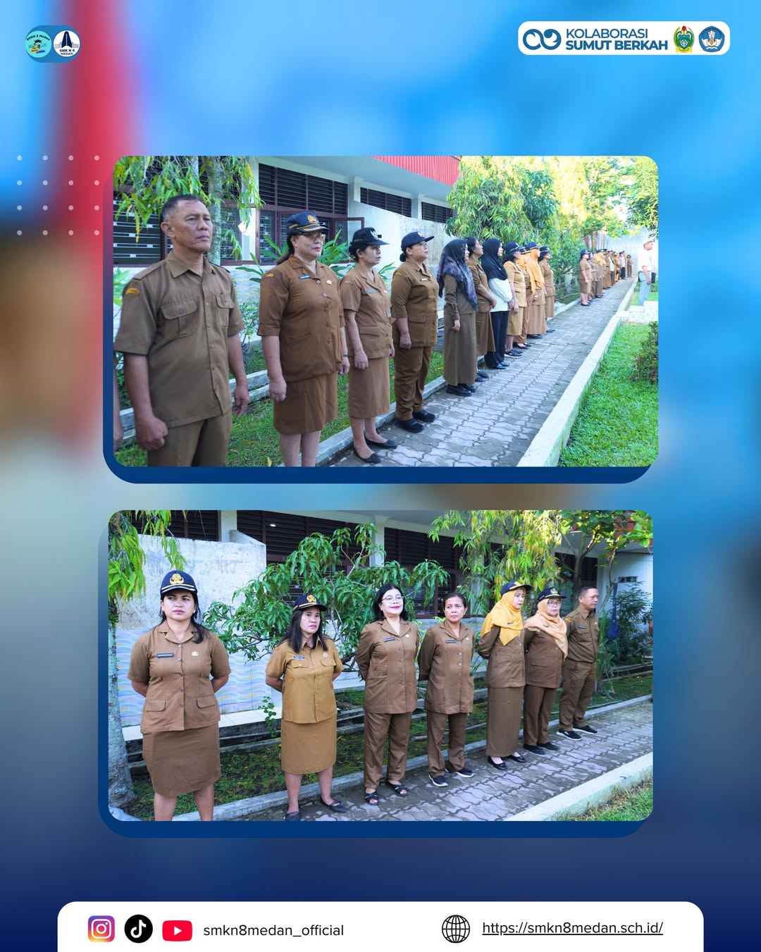 Upacara Bendera Rutin SMK Negeri 8 Medandilaksanakan sebagai wujud penanaman nilai kedisiplinan, (3)