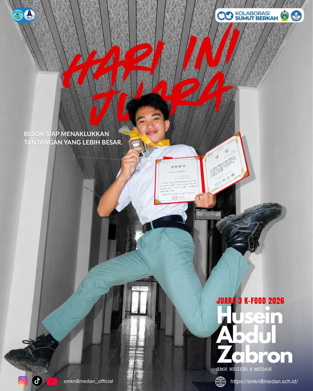 SMK Negeri 8 Medan yang berhasil meraih kemenangan dalam Kompetisi K-Food 2026 yang diselenggarakan oleh Hyejeon University
