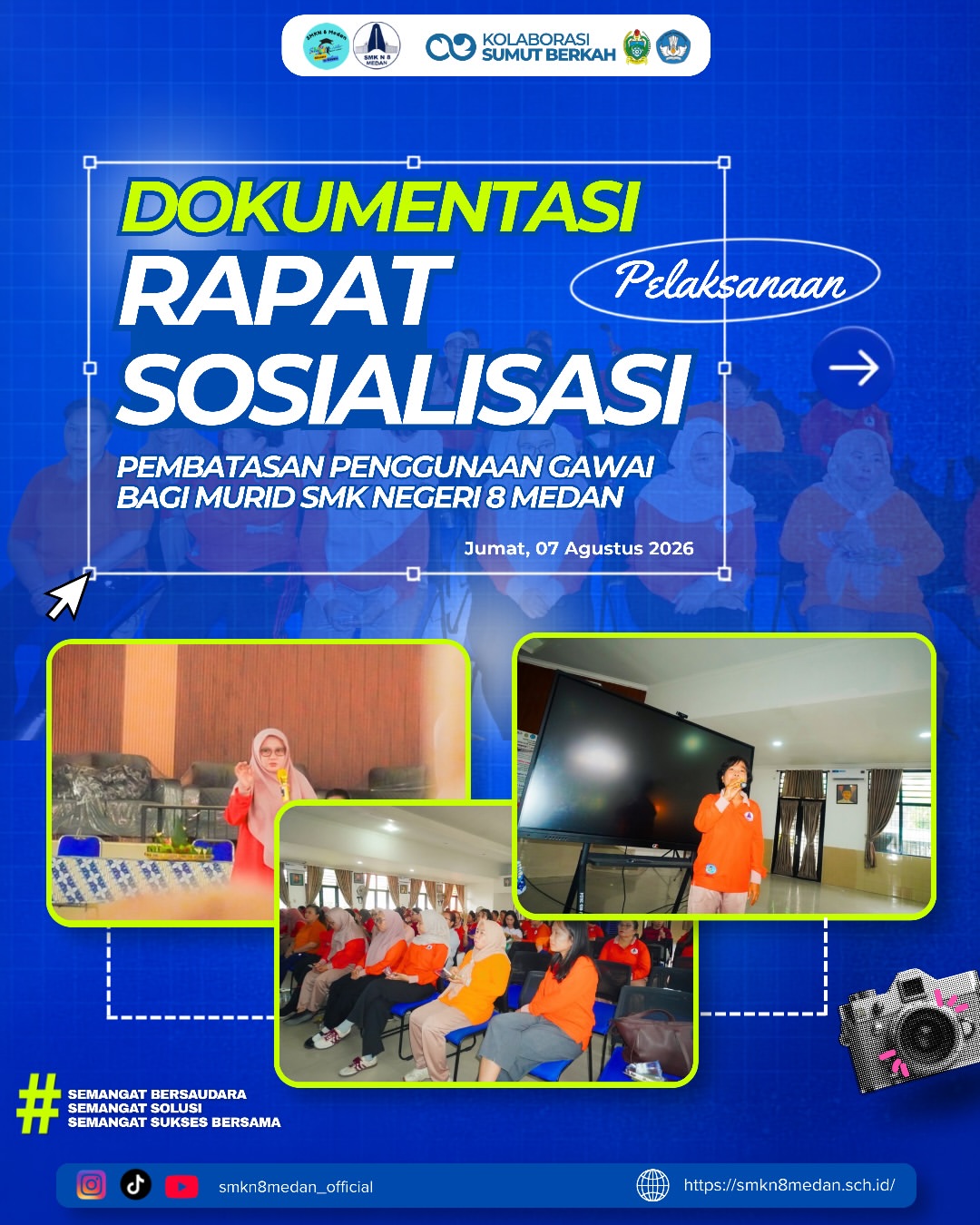 Rapat Sosialisasi Pelaksanaan Pembatasan Penggunaan Gawai bagi Murid SMK Negeri 8 Medan