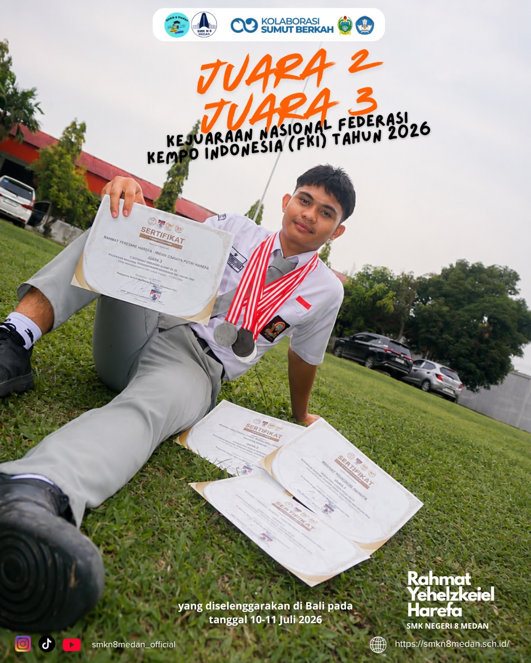 🏆 DUA GELAR, SATU PERJUANGAN!Selamat kepada Rahmat Yehelzkeiel Harefa, siswa SMK Negeri 8 Medan